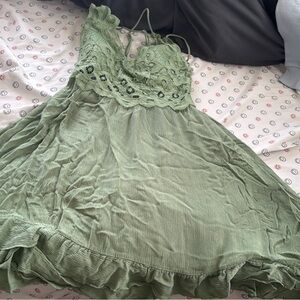 Rue21 Sage Green Crochet Bust A-Line Dress